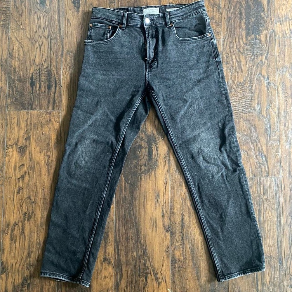 dark gray/light black pull & bear straight leg jeans